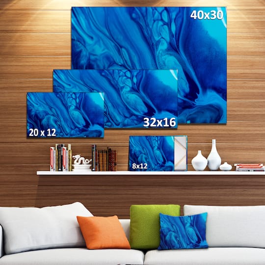 Designart - Dark Blue Abstract Acrylic Paint Mix